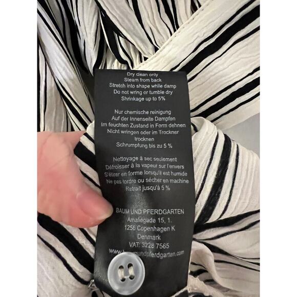 BAUM UND PFERDGARTEN Alona gathered striped crepon midi dress Sz 6 - Picture 11 of 13